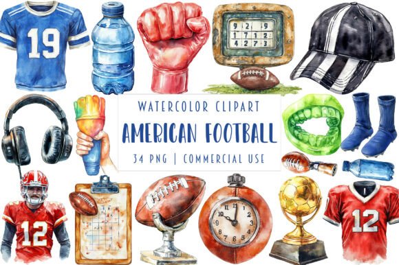 Download Watercolor American Football Clipart - Football clipart Collection
