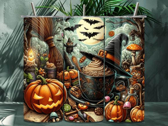 Download Spooky Bat Pumpkin Coffee Tumbler Wrap - Tumbler Collection