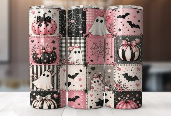 Download Pink Halloween Patchwork Tumbler Wraps - Tumbler Collection
