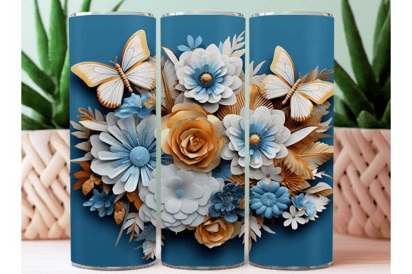 Download 3D Flower Tumbler Wrap Sublimation PNG - Tumbler Collection
