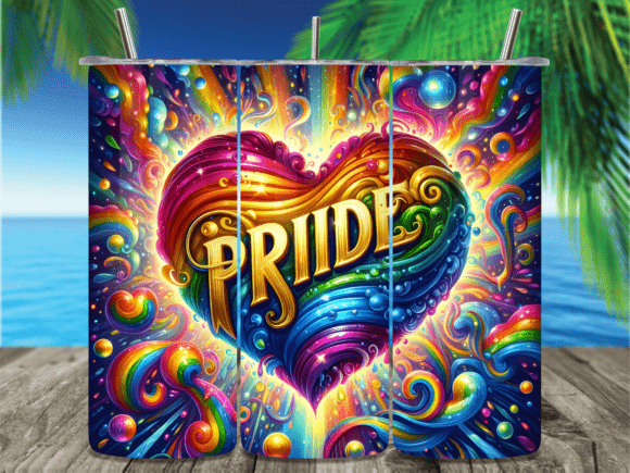 Download Vibrant Rainbow Heart Pride Tumbler Wrap - Tumbler Collection
