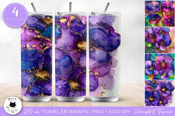 Download Glittery Violet Flower Tumbler Designs - Tumbler Collection