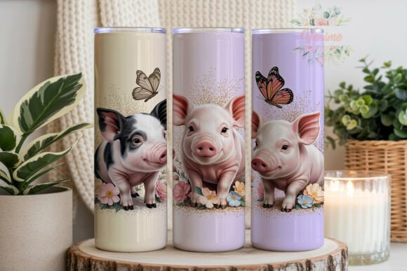 Download Cute Baby Piglets Floral Tumbler PNG - Tumbler Collection