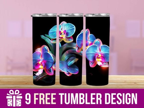 Download 3D Neon Flower Tumbler Wrap Designs - Tumbler Collection