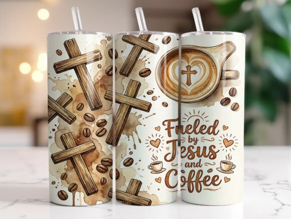 Download Fueled by Jesus and Coffee Tumbler Wrap - Tumbler Collection