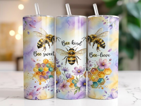 Download Bee 20oz Skinny Tumbler Wrap Sublimation - Tumbler Collection