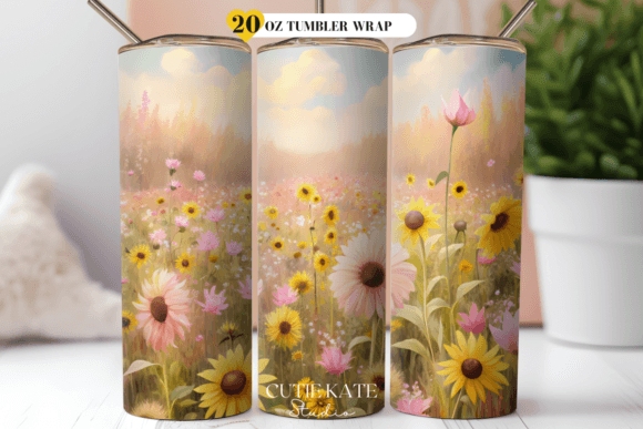 Download Sunflower with Daisy Flower Tumbler Wrap - Tumbler Collection