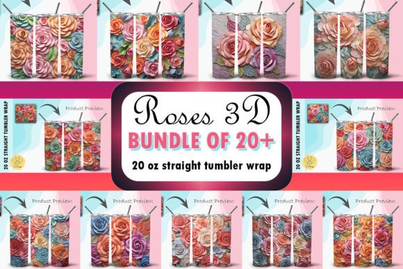 Download Roses 3D Tumbler Wrap Background Bundle - Tumbler Collection