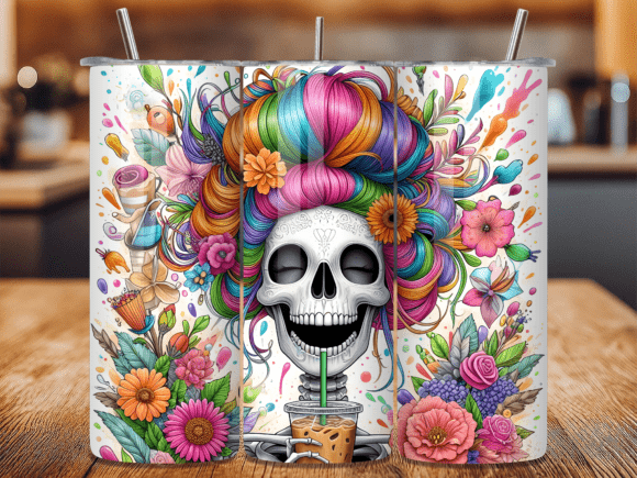 Download Colorful Floral Skull Coffee Tumbler - Tumbler Collection