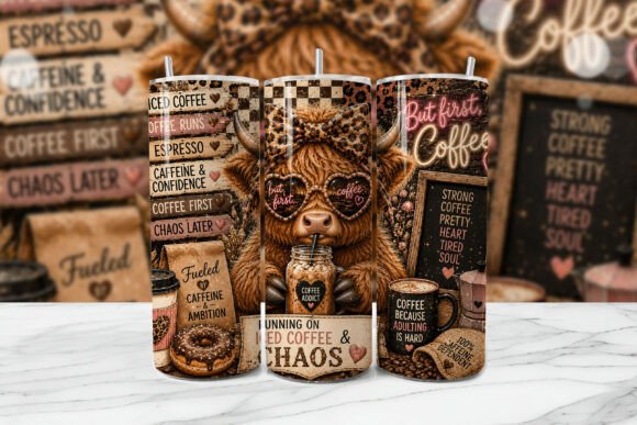 Download Highland Cow Coffee Tumbler Wrap PNG - Tumbler Collection