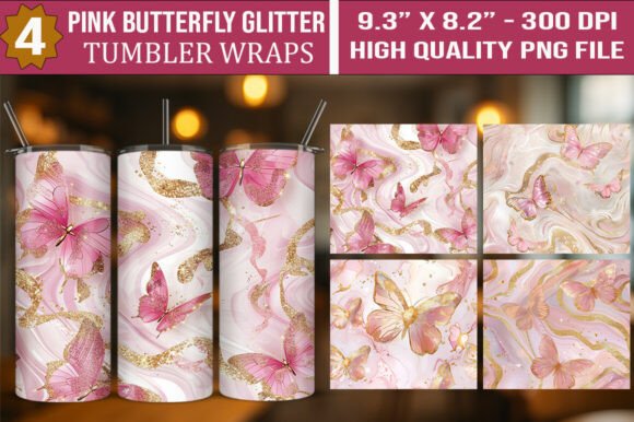 Download Glitter Butterfly 3D Tumbler Wraps Pack - Tumbler Collection