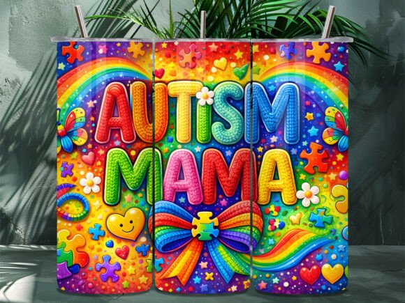 Download Autism Mama Rainbow Pride Tumbler Wrap - Tumbler Collection