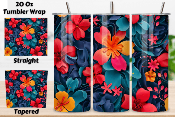 Download 3D Vibrant Flower Tumbler Wrap | Seamles - Tumbler Collection