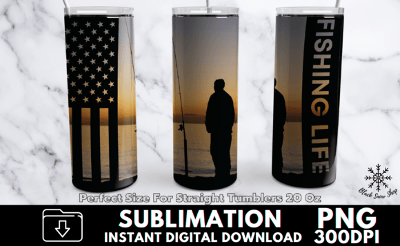 Download Fishing Life USA Sublimation Tumbler - Premium Resources