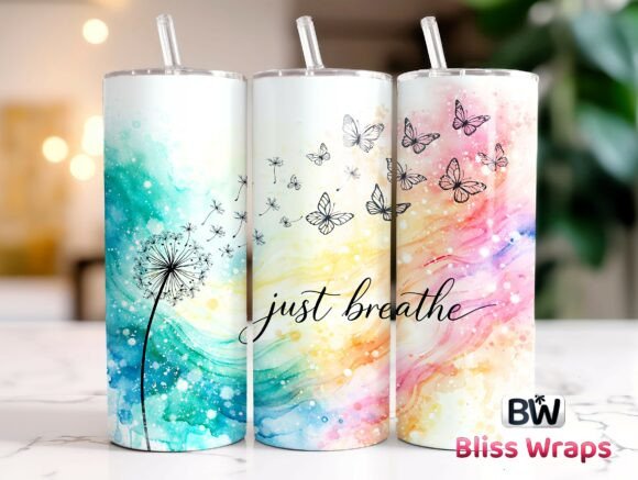 Download Just Breathe Dandelion Tumbler Wrap - Tumbler Collection