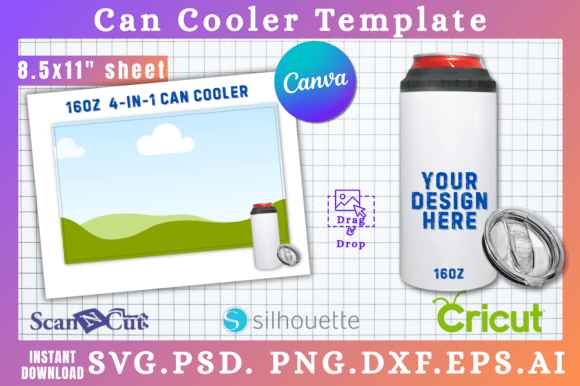 Download 16oz Hard 4-in-1 Can Cooler Template - Can cooler template Collection