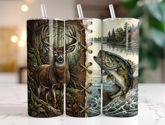 Download Fishing Hunting 20oz Skinny Tumbler Wrap - Tumbler Collection
