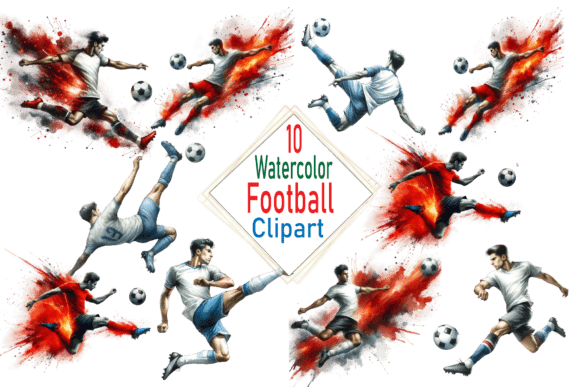 Download Watercolor Football Clipart PNG Bundle - Football clipart Collection